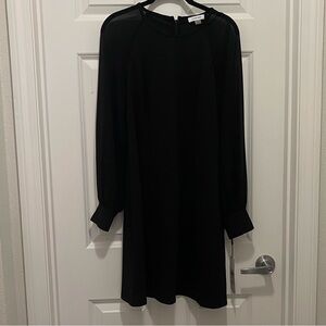 Calvin Klein Black Mesh Sleeve Dress